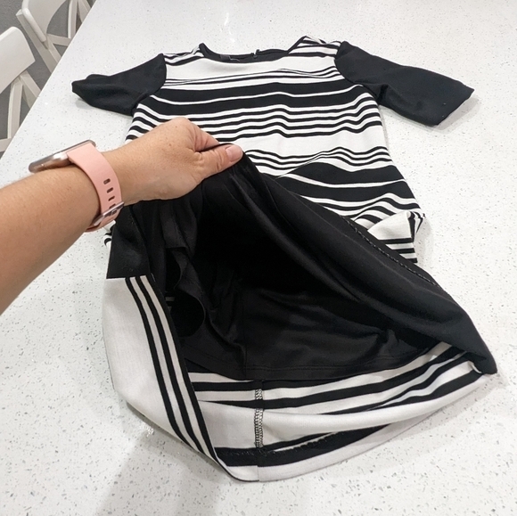 Donna Ricco black white striped sheath dress above knee length short sleeves 8P - Picture 6 of 11